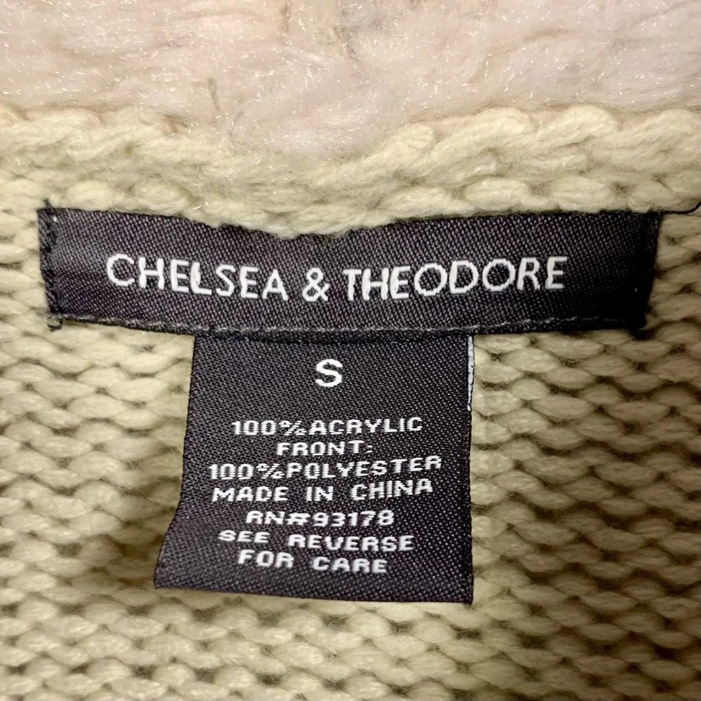 Chelsea & Theodore‎ Sweater Cardigan Jacket Faux Suede Fur Sz S Coastal Cowgirl
